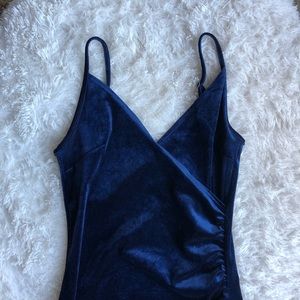 Velvet blue bodycon dress